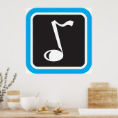 ミュージックノートはっきりしたミニマルミュージカル記号 ポスター (キッチン)