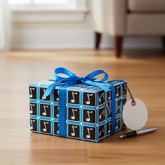 ミュージックノートはっきりしたミニマルミュージカル記号 ラッピングペーパー