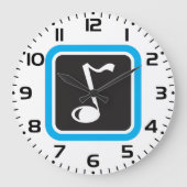 ミュージックノートはっきりしたミニマルミュージカル記号 ラージ壁時計 (正面)