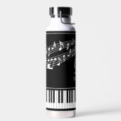 ミュージックノートキーボードモノグラム名カスタムの色 ウォーターボトル (左面)