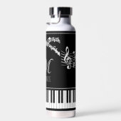 ミュージックノートキーボードモノグラム名カスタムの色 ウォーターボトル (右面)