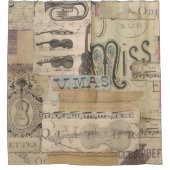 ミュージックノートシャワーカーテンギターチューババイオリンのピアノ シャワーカーテン (正面)