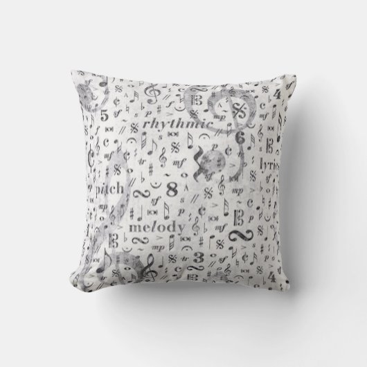 ミュージックノートシンボル装飾用クッション16インチx 16インチ クッション (正面)
