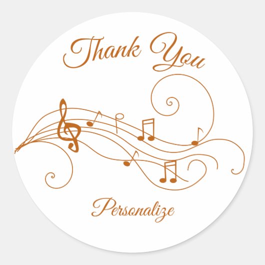 ミュージックノートシート音楽お好みに合わせて ラウンドシール (正面)