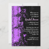 ミュージックノートスターズバルミツワー招待状パープル 招待状 (正面)