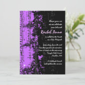 ミュージックノートスターズバルミツワー招待状パープル 招待状 (スタンド正面)