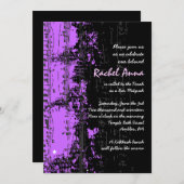 ミュージックノートスターズバルミツワー招待状パープル 招待状 (正面/裏面)