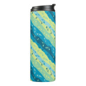 ミュージックノートストライプのブラウンとブルー タンブラー (回転左)