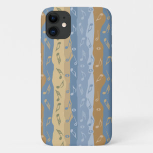ミュージックノートストライプのブラウンとブルー iPhone 11 ケース