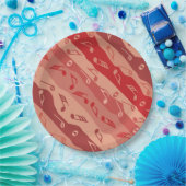 ミュージックノートストライプの赤 ペーパープレート (パーティー)