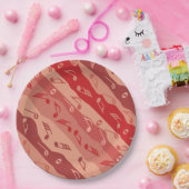 ミュージックノートストライプの赤 ペーパープレート (パーティー)