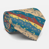 ミュージックノートストライプズブルースとブラウンズネックタイ ネクタイ (ロール)