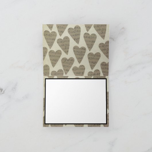 ミュージックノートハートパターンテーマミュージシャン写真 サンキューカード (内部)