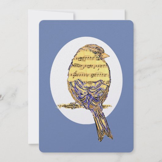 ミュージックノートバードテーマ退職カスタム招待状 招待状 (正面)