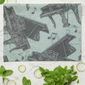 ミュージックノートパターンミュージックテーマキッチンタオル キッチンタオル (折り畳み)