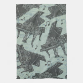 ミュージックノートパターンミュージックテーマキッチンタオル キッチンタオル