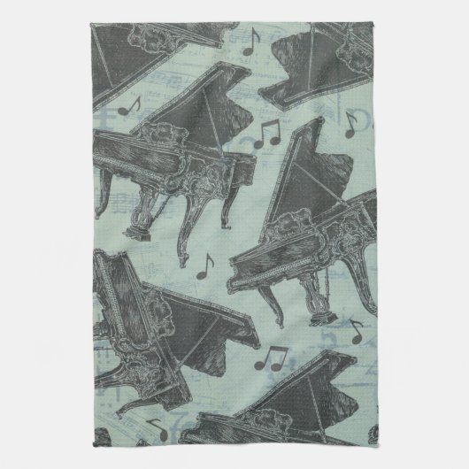 ミュージックノートパターンミュージックテーマキッチンタオル キッチンタオル (縦)