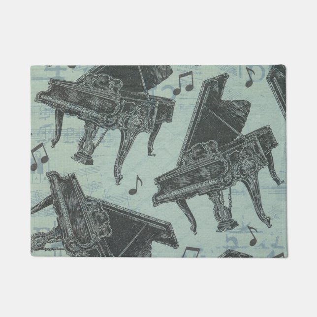 ミュージックノートパターンミュージックテーマ形式 ドアマット (正面)