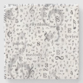 ミュージックノートパターンミュージックテーマ ストーンコースター (正面)