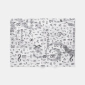 ミュージックノートパターンミュージックテーマ フリースブランケット (正面(横))