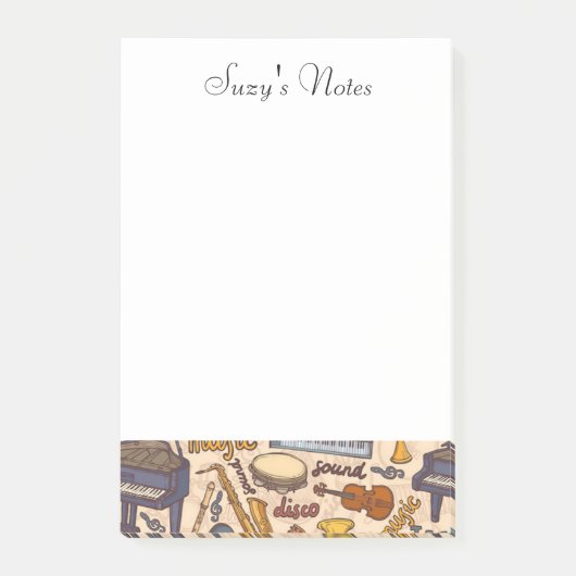 ミュージックノートピアノサクソフォンヴァイオリンミュージシャン ポストイット (正面)