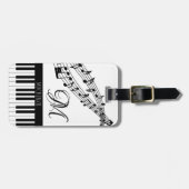 ミュージックノートピアノモノグラム名カスタムの色 ラゲッジタグ (正面横)