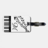 ミュージックノートピアノモノグラム名カスタムの色 ラゲッジタグ (裏面横)