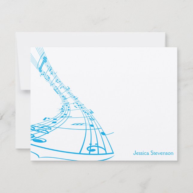 ミュージックノートフラットノートカード（青） (正面)