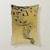 ミュージックノートブラシ金ゴールド アクセントクッション (正面(垂直))