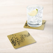 ミュージックノートブラシ金ゴールド スクエアペーパーコースター (インサイチュ)