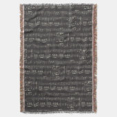 ミュージックノートブランケットミュージックテーマブラック&ホワイト スローブランケット (正面縦)