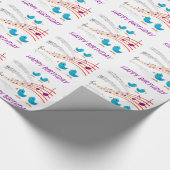 ミュージックノートブルーバードハッピーバースデーカラフルおもしろい ラッピングペーパー (角)