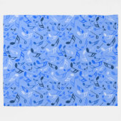 ミュージックノートブルー フリースブランケット (正面(横))