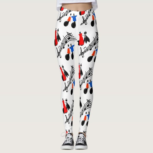 ミュージックノートプリントレギンスすべての色 レギンス (正面)