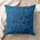 ミュージックノートミュージカルパターンブルーグリーンパープル クッション (ブランケット)