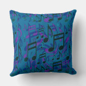 ミュージックノートミュージカルパターンブルーグリーンパープル クッション (裏面)