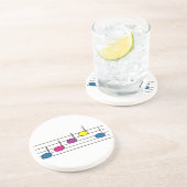 ミュージックノートミュージカルピンクブルーパープルイエローブラック コースター (側面)