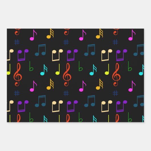 ミュージックノートミュージシャンギフトミュージカルノートアートラバー ラッピングペーパーシート (正面3)
