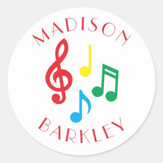 ミュージックノートミュージシャン先生クラシックラウンドステッカー ラウンドシール (正面)