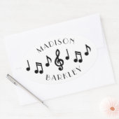 ミュージックノートミュージシャン先生 楕円形シール (封筒)