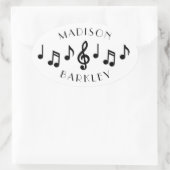 ミュージックノートミュージシャン先生 楕円形シール (バッグ)