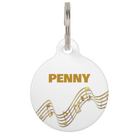 ミュージックノートラウンドペットタグ ペット　ネームタグ