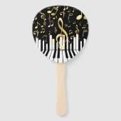 ミュージックノートラグジュアリーエレガントピアノ鍵 ハンドファン (正面)