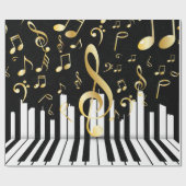 ミュージックノートラグジュアリーエレガントピアノ鍵 ラッピングペーパー (フラット)