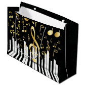 ミュージックノートラグジュアリーエレガントピアノ鍵 ラージペーパーバッグ (正面アングル)