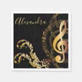 ミュージックノートラグジュアリーデザイン スタンダードカクテルナプキン (正面)