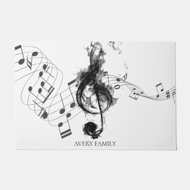 ミュージックノートラグジュアリーパーソナライズされた ドアマット (正面)