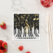 ミュージックノートラグジュアリーピアノ鍵 スタンダードカクテルナプキン (インサイチュ)