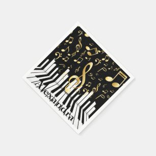 ミュージックノートラグジュアリーピアノ鍵 スタンダードカクテルナプキン