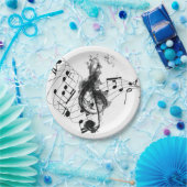 ミュージックノートラグジュアリーブラックとホワイト ペーパープレート (パーティー)